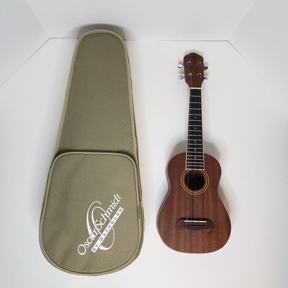 VINCI VU2 Washburn Concert Ukulele with Lightweight Oscar Schmidt Case NWOT